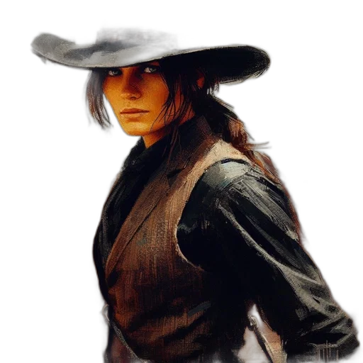 hat, jacket, staff, face, photorealistic, concept art, fantasy art, oil painting transparent PNG cut-out