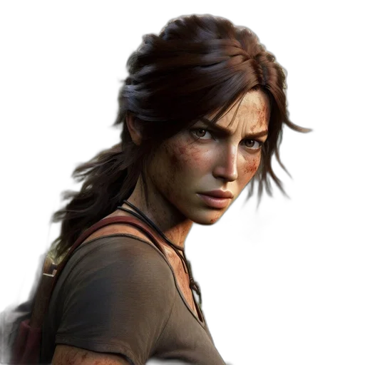 face, concept art, photorealistic, fantasy art, pixel art, female, character, determined transparent PNG cut-out