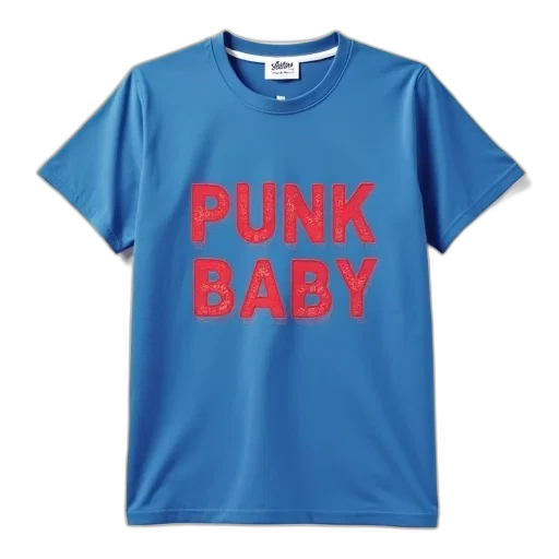 blue, t-shirt, phrase, punk, baby, red, letters, front transparent PNG cut-out