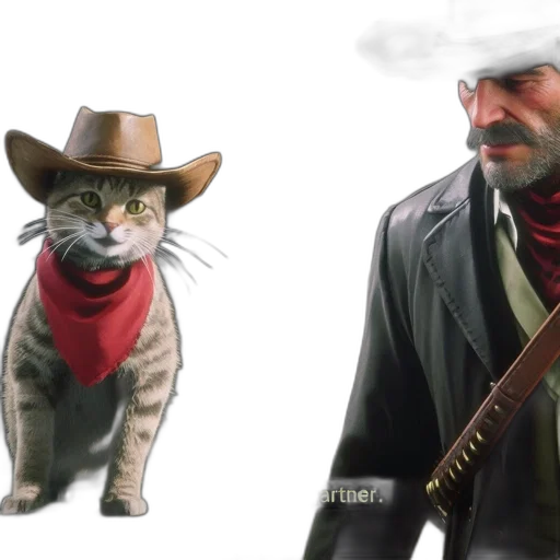 animal, hat, concept art, comic book art, photorealistic, fantasy art, western-themed, scene transparent PNG cut-out