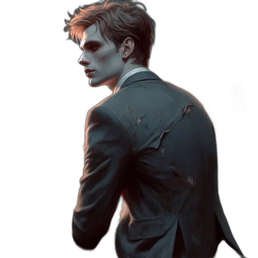 jacket, face, staff, creature, concept art, comic book art, photorealistic, pixel art transparent PNG cut-out