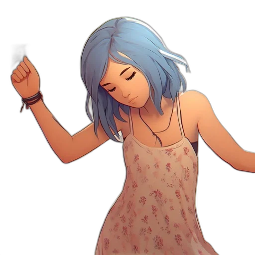 dress, staff, concept art, pixel art, fantasy art, watercolor, blue, pastel transparent PNG cut-out