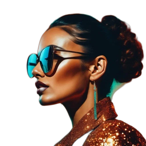 jewelry, face, photorealistic, cartoon, concept art, watercolor, neon, golden transparent PNG cut-out