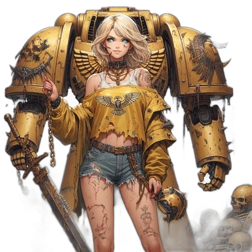 robot, weapon, concept art, fantasy art, comic book art, cyberpunk, golden, earth tones transparent PNG cut-out