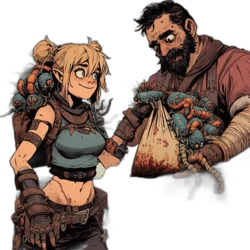 concept art, comic book art, fantasy art, pixel art, fire, earth tones, post-apocalyptic, setting transparent PNG cut-out