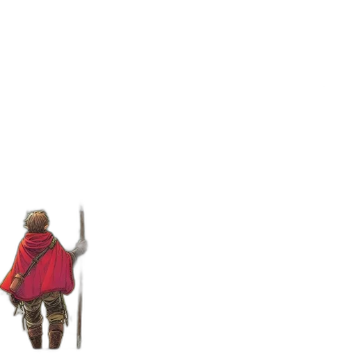 sword, staff, weapon, jacket, pixel art, concept art, fantasy art, 3d render transparent PNG cut-out
