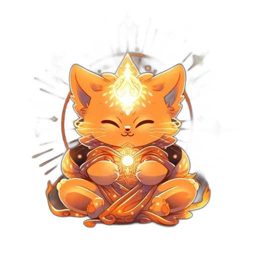 staff, concept art, fantasy art, pixel art, anime, animated, meditative, cat transparent PNG cut-out