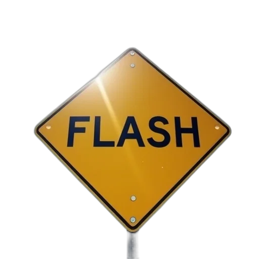 yellow, traffic, sign, word, flash, bold, black, letters transparent PNG cut-out