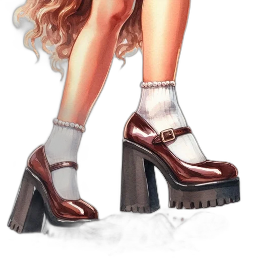 shoes, dress, concept art, photorealistic, fantasy art, watercolor, monochrome, earth tones transparent PNG cut-out
