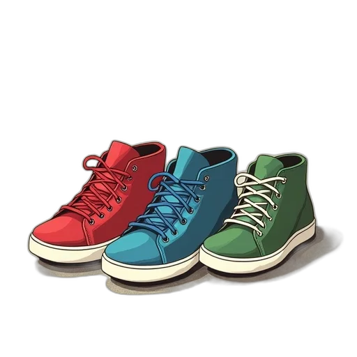 shoes, 3d render, photorealistic, colorful, green, neon, blue, second transparent PNG cut-out