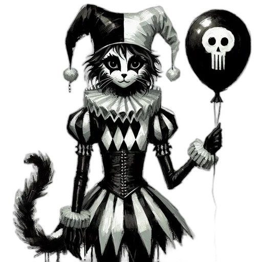 staff, fantasy art, concept art, comic book art, cartoon, monochrome, anthropomorphic, cat transparent PNG cut-out