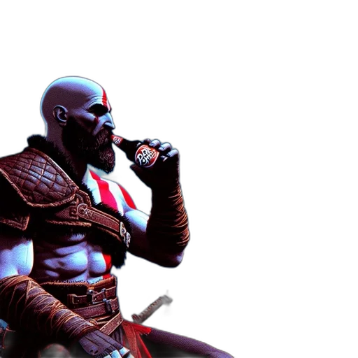 sword, concept art, 3d render, fantasy art, comic book art, red, kratos, god transparent PNG cut-out