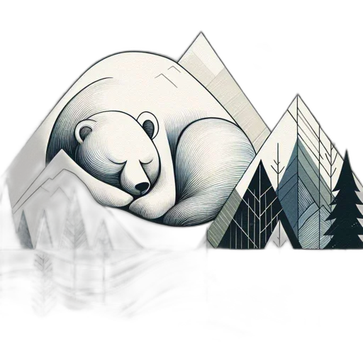 animal, concept art, pixel art, fantasy art, photorealistic, image, resting, bear transparent PNG cut-out