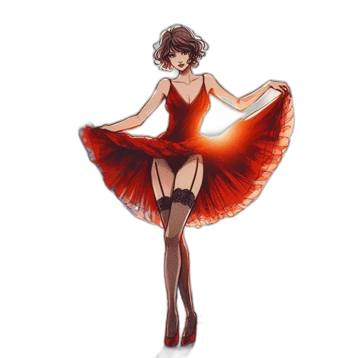 dress, concept art, anime, fantasy art, pixel art, red, woman, poses transparent PNG cut-out