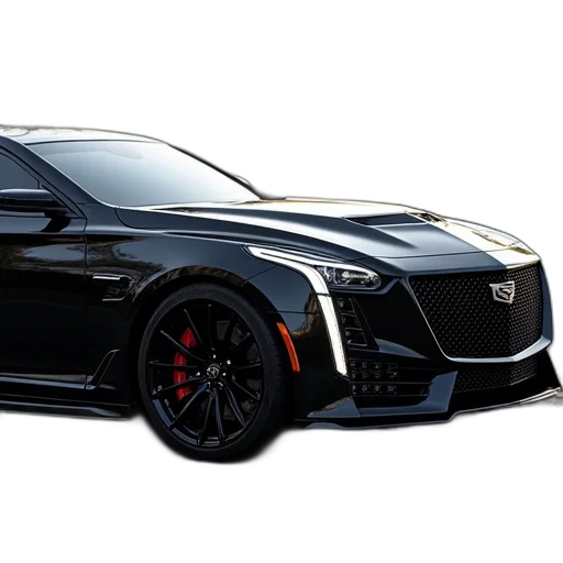 car, concept art, 3d render, photorealistic, black, cadillac transparent PNG cut-out