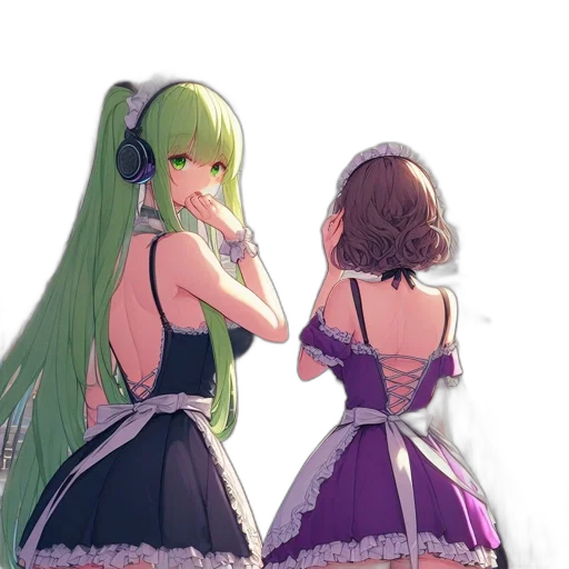 dress, anime, concept art, pixel art, watercolor, green, pastel, monochrome transparent PNG cut-out
