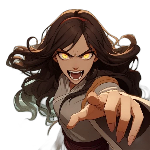 face, hair, weapon, staff, anime, comic book art, concept art, fantasy art transparent PNG cut-out
