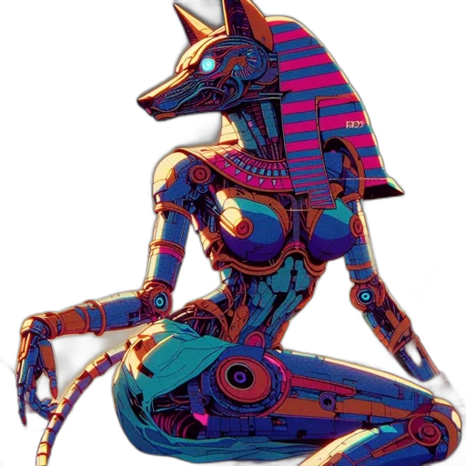 mask, robot, jewelry, creature, concept art, vaporwave, fantasy art, cyberpunk transparent PNG cut-out
