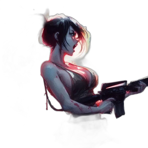 weapon, staff, robot, concept art, watercolor, cyberpunk, comic book art, neon lights transparent PNG cut-out