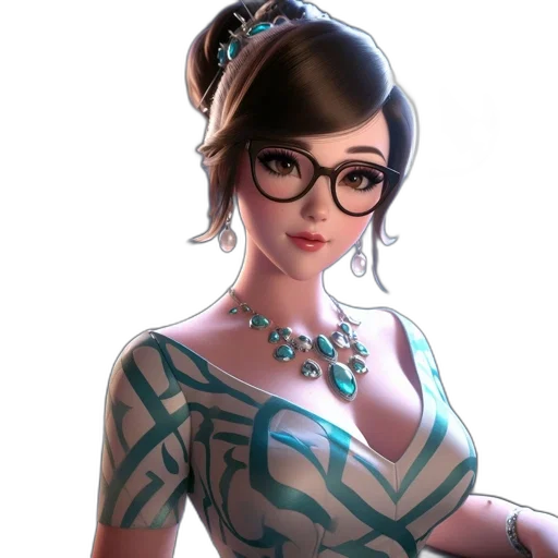 dress, jewelry, staff, face, fantasy art, concept art, cartoon, photorealistic transparent PNG cut-out