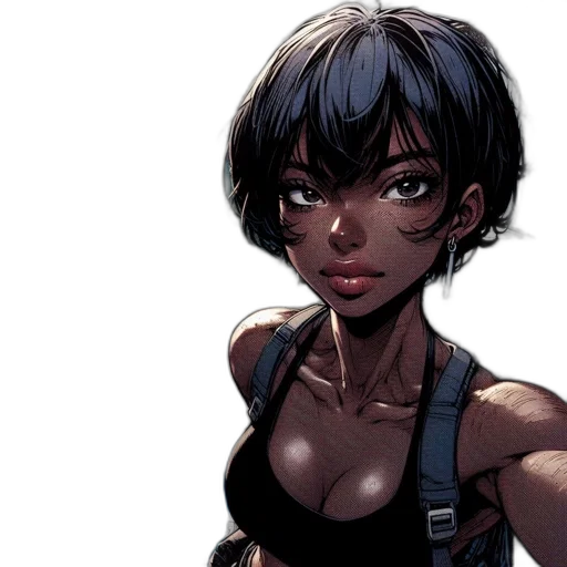 comic book art, concept art, fantasy art, cyberpunk, dark, earth tones, young, woman transparent PNG cut-out