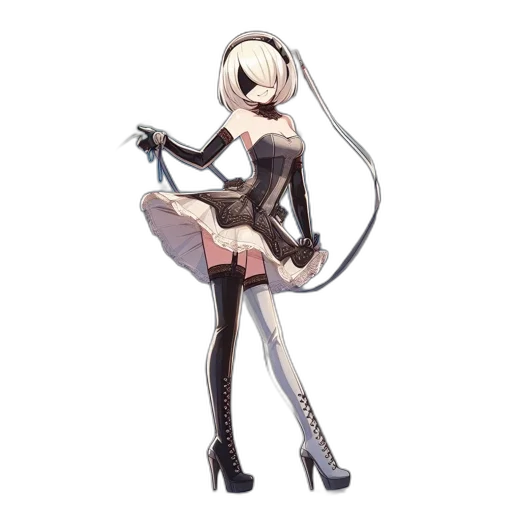robot, staff, dress, weapon, concept art, pixel art, anime, 3d render transparent PNG cut-out