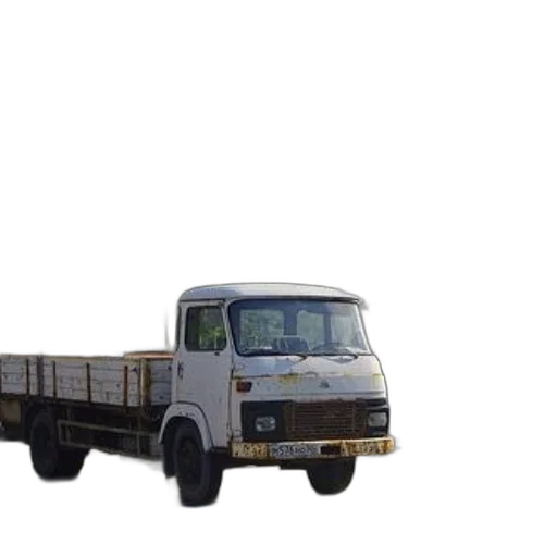 3d render, photorealistic, white, truck, rusted, parts, drives, down transparent PNG cut-out