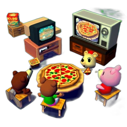 food, furniture, 3d render, concept art, pixel art, gaming, setting, four transparent PNG cut-out
