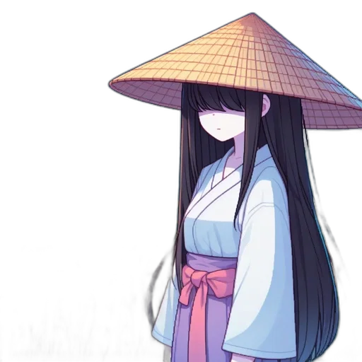 hat, umbrella, staff, dress, anime, pixel art, concept art, vaporwave transparent PNG cut-out