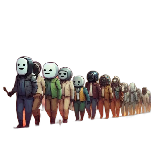 robot, staff, mask, concept art, 3d render, pixel art, fantasy art, outer space transparent PNG cut-out
