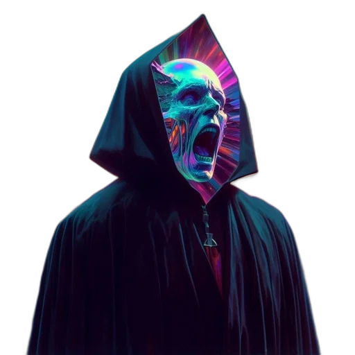 mask, jacket, face, umbrella, cyberpunk, vaporwave, concept art, pixel art transparent PNG cut-out
