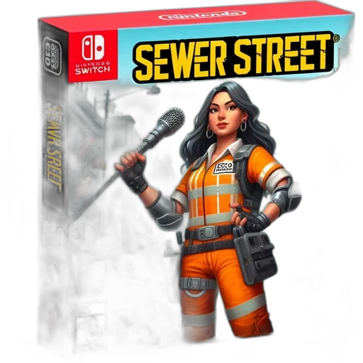 concept art, 3d render, cyberpunk, pixel art, city street, nintendo, switch, game transparent PNG cut-out