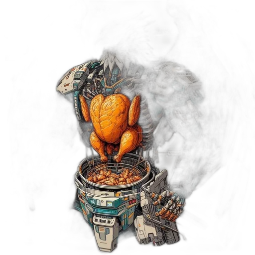 food, robot, dragon, mask, concept art, fantasy art, 3d render, pixel art transparent PNG cut-out