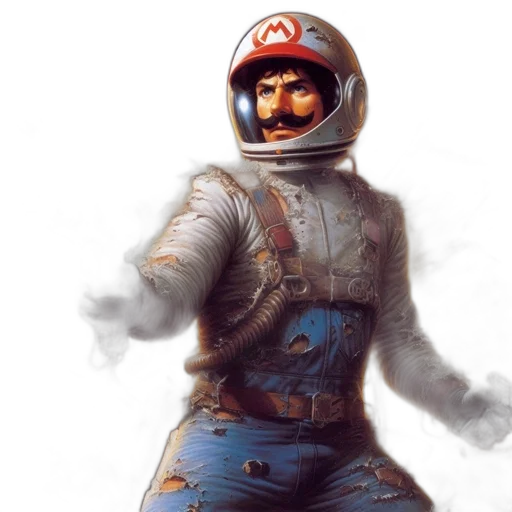 jacket, face, robot, concept art, fantasy art, photorealistic, comic book art, outer space transparent PNG cut-out