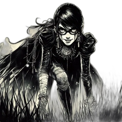 comic book art, concept art, fantasy art, pencil sketch, dark, monochrome, ethereal, portrait transparent PNG cut-out