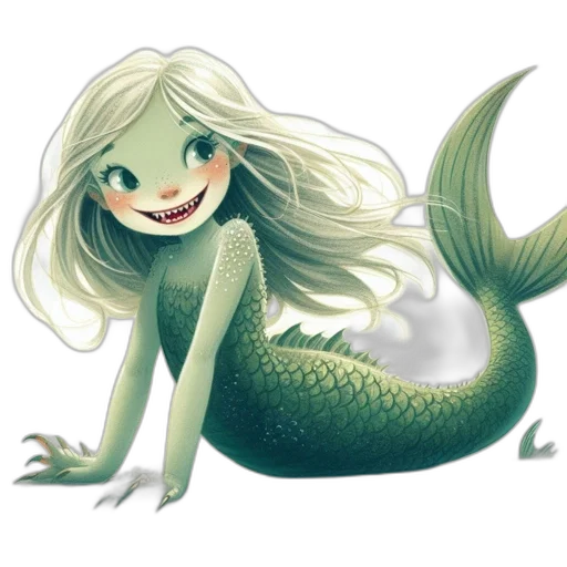 creature, animal, watercolor, fantasy art, concept art, cartoon, underwater, green transparent PNG cut-out