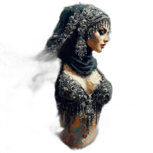 dress, crown, jewelry, mask, fantasy art, concept art, photorealistic, pixel art transparent PNG cut-out
