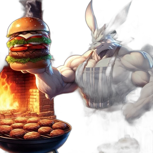 food, concept art, fantasy art, comic book art, pixel art, muscular, rabbit, rustic transparent PNG cut-out