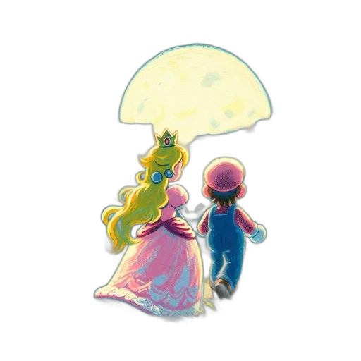 umbrella, crown, dress, hat, concept art, pixel art, watercolor, fantasy art transparent PNG cut-out