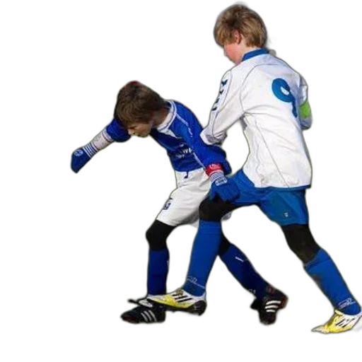 jacket, two, young, boys, playing, soccer, field, one transparent PNG cut-out