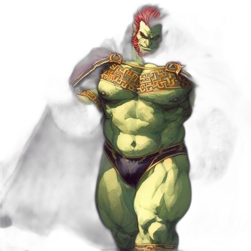 concept art, fantasy art, comic book art, watercolor, green-skinned, hero, wielding, enchanted transparent PNG cut-out