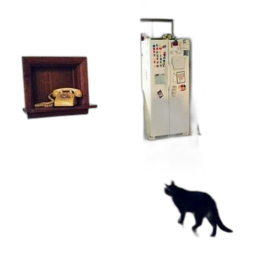furniture, animal, black, cat, walks, through, doorway, house transparent PNG cut-out