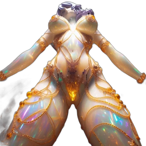 dress, jewelry, robot, creature, concept art, fantasy art, 3d render, cyberpunk transparent PNG cut-out