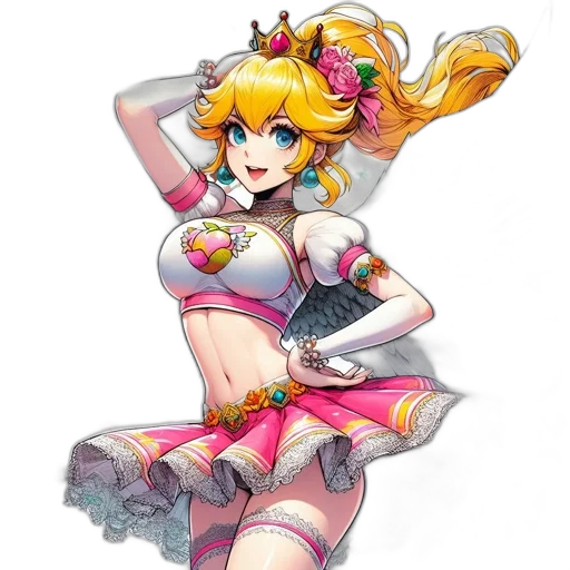 dress, staff, crown, weapon, pixel art, concept art, anime, fantasy art transparent PNG cut-out