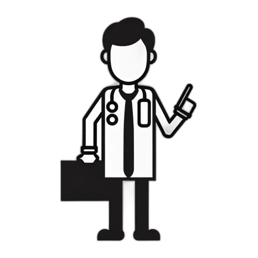 staff, cartoon, stylized, icon, doctor, stethoscope, around, their transparent PNG cut-out