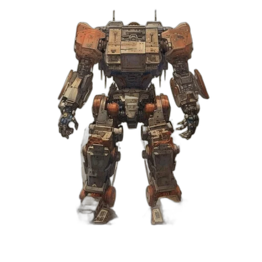 robot, weapon, concept art, 3d render, fantasy art, earth tones, imposing, red transparent PNG cut-out