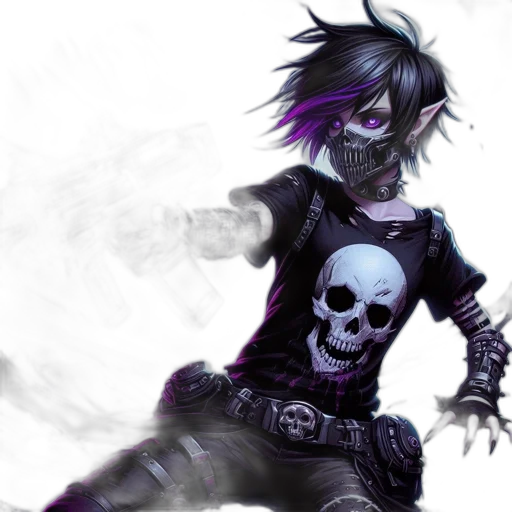 concept art, fantasy art, cyberpunk, comic book art, dark, mysterious, figure, gothic transparent PNG cut-out