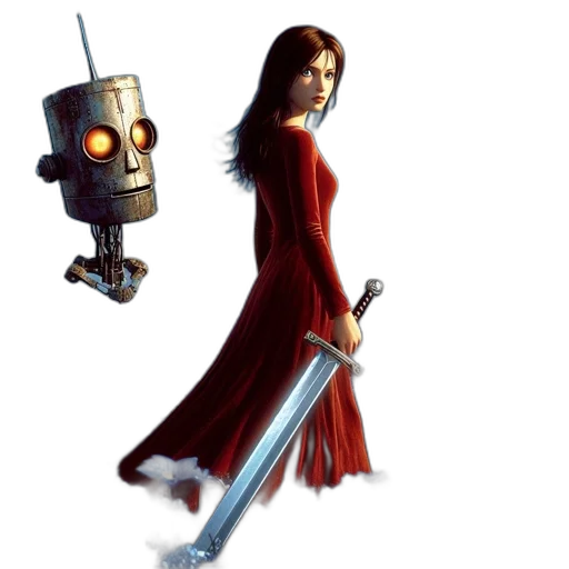robot, concept art, pixel art, 3d render, fantasy art, field, blue, flowers transparent PNG cut-out