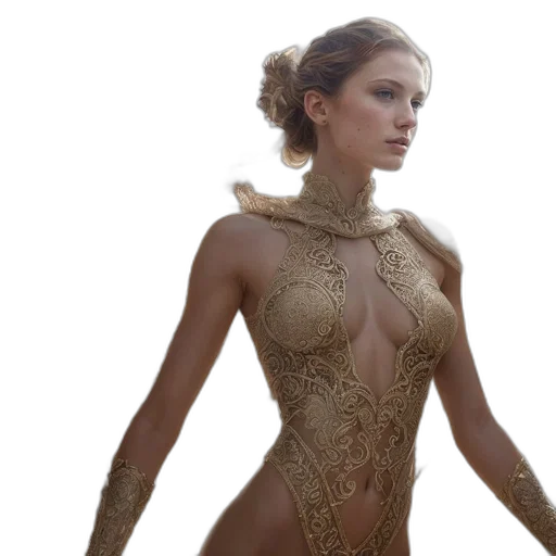 dress, jewelry, crown, jacket, fantasy art, 3d render, concept art, pixel art transparent PNG cut-out