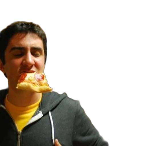 food, jacket, face, staff, photorealistic, man, hoodie, enjoying transparent PNG cut-out
